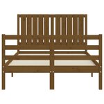 vidaXL Cadre de lit avec tête de lit marron miel bois massif
