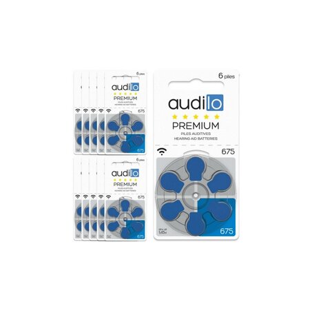 60 piles auditives audilo de taille 675 (lot de 10 plaquettes)