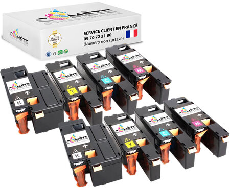 8 toners compatibles avec epson c1700 cx17 c13s050611 c13s050612 c13s050613 c13s050614 b2c2m2y2