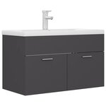 vidaXL Armoire d'évier avec lavabo intégré Gris Aggloméré