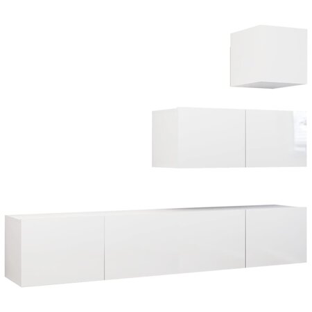 vidaXL Ensemble de meuble TV 4 Pièces Blanc brillant Aggloméré