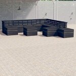vidaXL Salon palette de jardin 12 Pièces Bois de pin massif Gris foncé