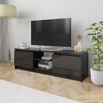 vidaXL Meuble TV Noir brillant 120x30x35 5 cm Aggloméré