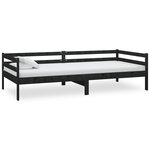 vidaXL Lit Noir Bois de pin massif 90x200 cm