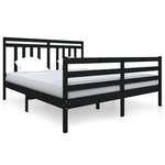 vidaXL Cadre de lit Noir Bois massif 140x200 cm
