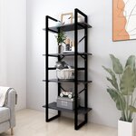 vidaXL Bibliothèque à 4 niveaux Gris 60x30x140 cm Aggloméré