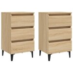 vidaXL Tables de chevet pieds en métal 2 Pièces Chêne sonoma 40x35x69 cm
