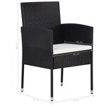 vidaXL Ensemble de salle à manger de jardin 7 Pièces Noir