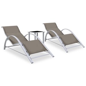 vidaXL Chaises longues 2 Pièces avec table Aluminium Taupe