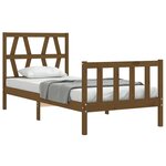 vidaXL Cadre de lit tête de lit marron miel 90x200 cm bois massif