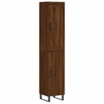 vidaXL Buffet haut Chêne marron 34 5x34x180 cm Bois d'ingénierie