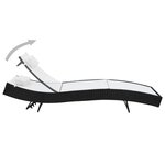 vidaXL Chaises longues 2 Pièces et table Résine tressée et textilène Noir
