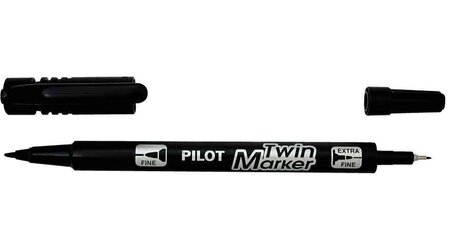Marqueur twin marker begreen indélibile noire 2 pointes ogives fine et moyenne pilot