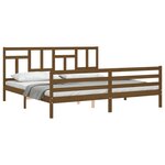 vidaXL Cadre de lit avec tête de lit marron miel 200x200cm bois massif