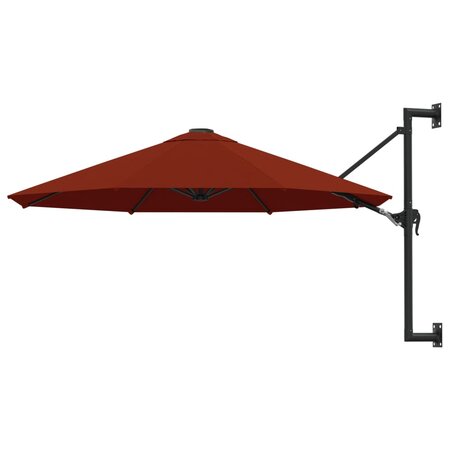 vidaXL Parasol mural avec mât en métal 300 cm Terre cuite