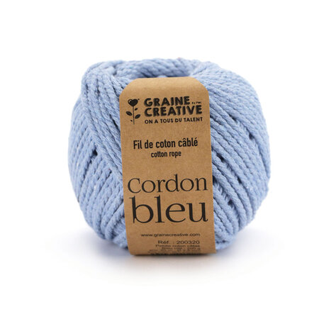 Fil de Coton câblé Bleu ciel Idéal pour Macramé  Frange et Knot