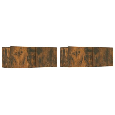 vidaXL Meubles TV 2 Pièces Chêne fumé 80x30x30 cm Bois d'ingénierie