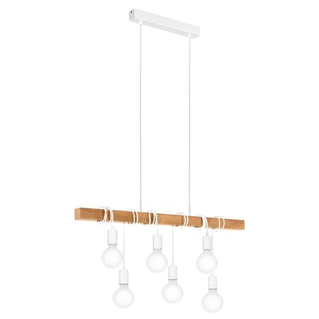 Eglo lampe suspendue townshend 6 lampes bois blanc et beige