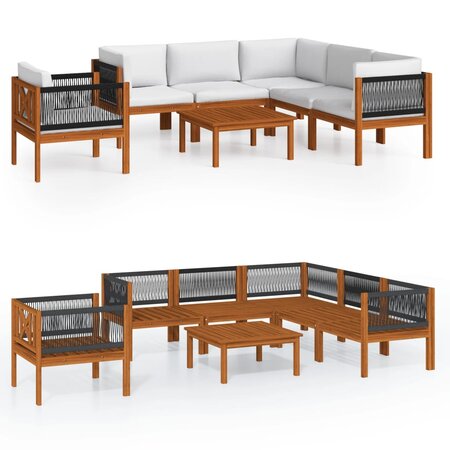vidaXL Salon de jardin 7 Pièces avec coussins Crème Bois d'acacia solide