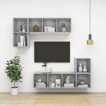 vidaXL Meuble TV mural Gris béton 37x37x72 cm Aggloméré