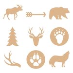 81 mini décorations en bois - Animaux de la forêt - Woodland