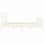 vidaXL Cadre de lit avec tête de lit blanc Super King bois massif