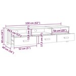 vidaXL Meuble TV HAMAR Blanc 158x40x40 cm Bois massif de pin
