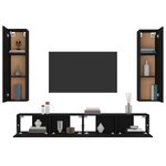 vidaXL Ensemble de meubles TV 4 Pièces Noir Bois d'ingénierie