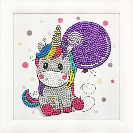 Tableau broderie diamant crystal art enfant licorne ballon