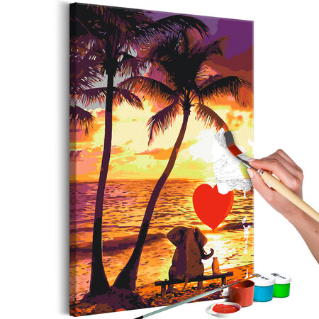 Tableau à peindre par soi-même - love and sunset l x h en cm 40x60