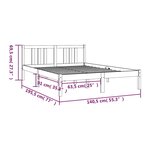 vidaXL Cadre de lit Blanc Bois massif 135x190 cm Double