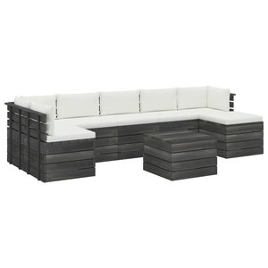 vidaXL Salon palette de jardin 8 Pièces avec coussins Bois de pin massif