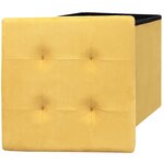 Pouf coffre pliable en suédine assise capitonnée