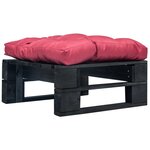 vidaXL Repose-pied palette de jardin avec coussin rouge noir bois