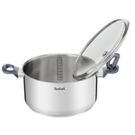 TEFAL Faitout Dailycook en inox - Ø 24 cm - 5 l - Avec couvercle en verre - Tous feux dont induction