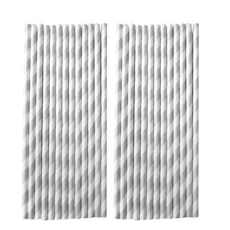 50 pailles en papier 20 cm - argenté