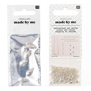 6 perles coquillage + fermoirs épais et chaînes argentés