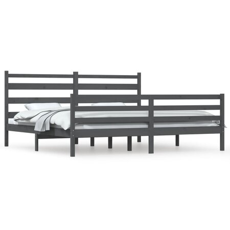 vidaXL Cadre de lit Bois de pin massif 200x200 cm Gris
