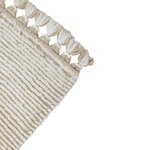 Tapis en laine beige et blanc avec finition pompons - 120 x 170 cm