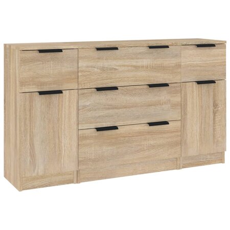 vidaXL Ensemble de buffets 3 Pièces Chêne sonoma Bois d'ingénierie