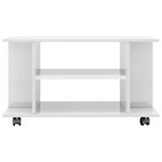 vidaXL Meuble TV avec roulettes Blanc brillant 80x40x40 cm Aggloméré