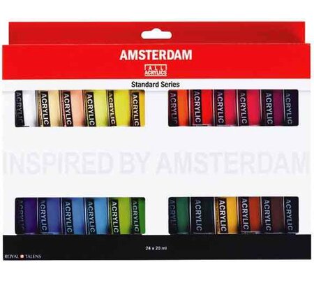 Boite de 24 peintures acrylique amsterdam introset iii 20 ml royal talens
