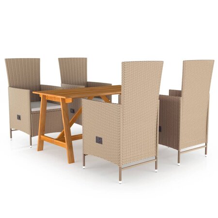 vidaXL Ensemble de salle à manger de jardin 5 Pièces Beige