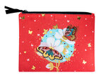 Pochette 20 x 15 cm rouge - Papillons
