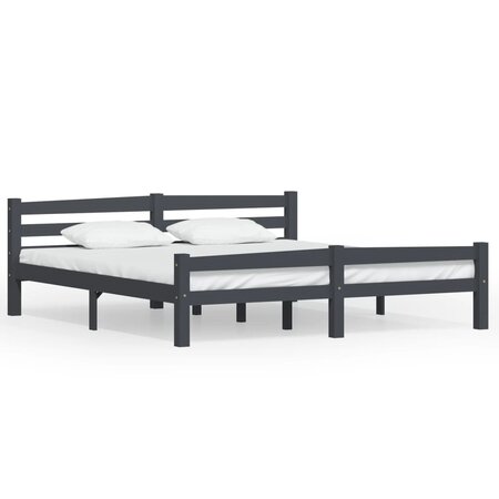 vidaXL Cadre de lit Gris foncé Bois de pin massif 180x200 cm