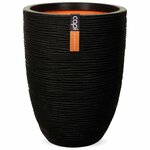 Capi Pot à fleurs Nature Rib Élégant bas 46 x 58 cm Noir KBLR783