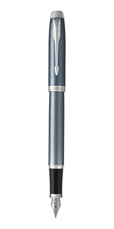 PARKER IM stylo plume, bleu gris, Plume fine, attributs chromés, en écrin