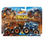Hot wheels monster trucks méga roues et méga amortisseurs - double démolition - 2 véhicules échelle 1:64 (modeles aléatoires)
