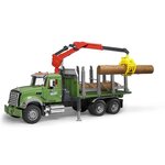 BRUDER - 2824 - Camion de transport de bois MACK Granite avec grue et rondins de bois - Echelle 1:16 - 61 cm