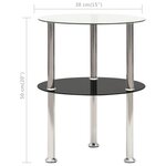 vidaXL Table d'appoint 2 niveaux Transparent et noir 38cm Verre trempé